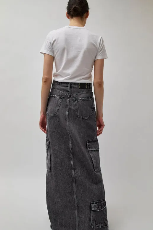 No.6 Store Skylar Denim Skirt in Marble Black