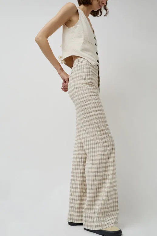 No.6 Store Soft Hank Pant in Bone Plaid