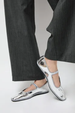 No.6 Store Square Toe Mary Jane in Silver Mirror