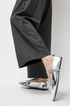 No.6 Store Square Toe Mary Jane in Silver Mirror