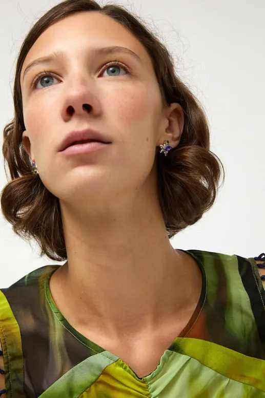 No.6 Store Stella Studs in Olive Amethyst