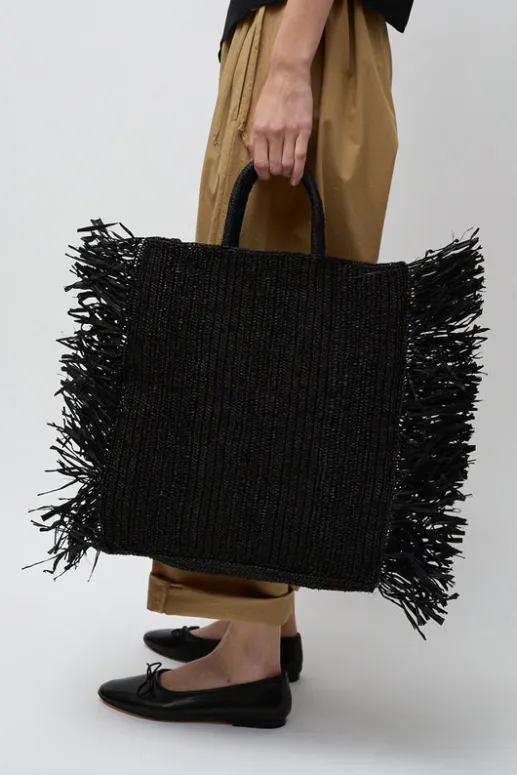 No.6 Store Straight Fringe Square Bag in Black