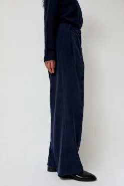 No.6 Store Thin Corduroy Wide Leg Pants in Navy