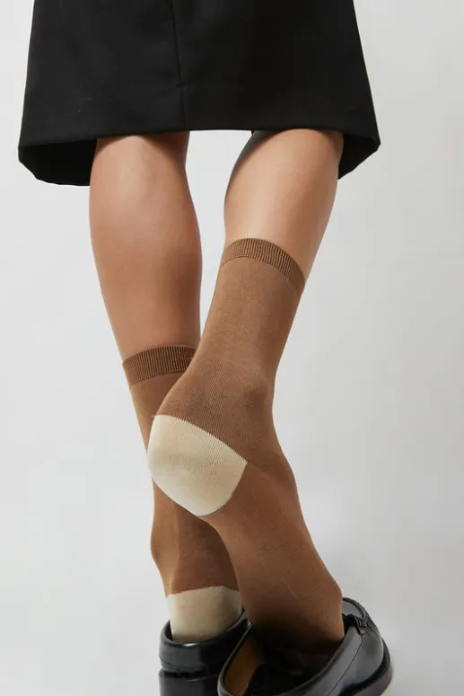 No.6 Store Tricolor Cotton Socks in Brown