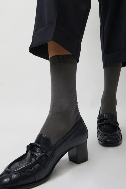 No.6 Store Tricolor Cotton Socks in Charcoal