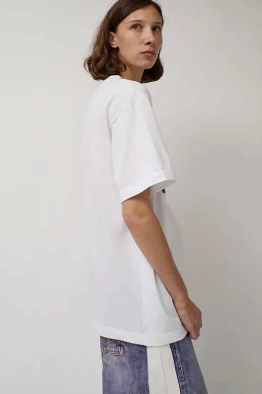 No.6 Store T-Shirt with Augmented Denim Top in White
