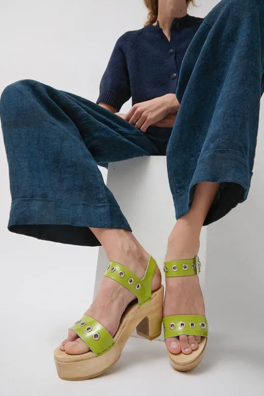 No.6 Store Two Strap Clog on Platform in Apple Patent with Eyelets
