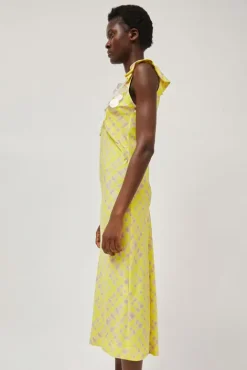 No.6 Store V Neck Sequin Dress in Light Yellow Plaid