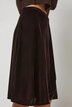 No.6 Store Velvet Midi Wrap Skirt in Brown