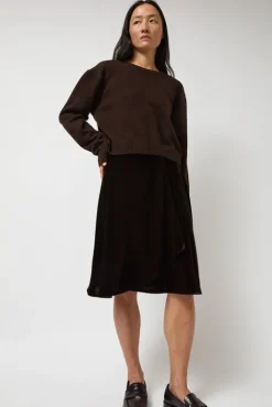 No.6 Store Velvet Midi Wrap Skirt in Brown