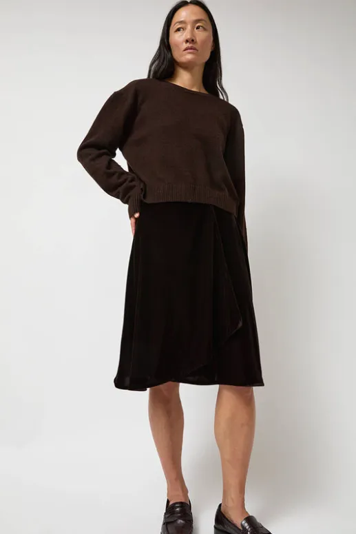No.6 Store Velvet Midi Wrap Skirt in Brown