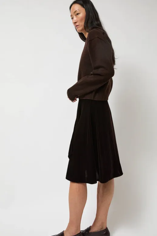 No.6 Store Velvet Midi Wrap Skirt in Brown