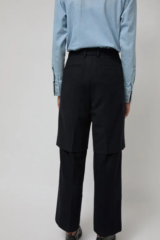 No.6 Store Virgin Wool Layered Trousers in Navy Pinstripe
