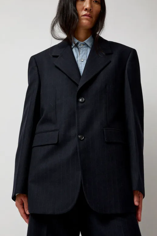 No.6 Store Virgin Wool Oversized Tailored Jacket in Navy Pinstripe