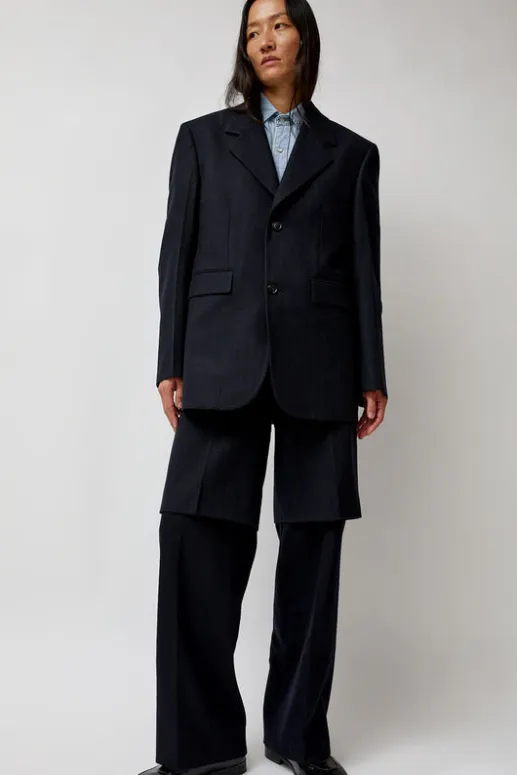 No.6 Store Virgin Wool Oversized Tailored Jacket in Navy Pinstripe