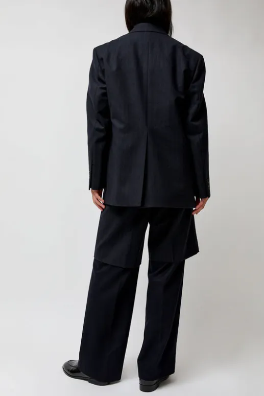 No.6 Store Virgin Wool Oversized Tailored Jacket in Navy Pinstripe