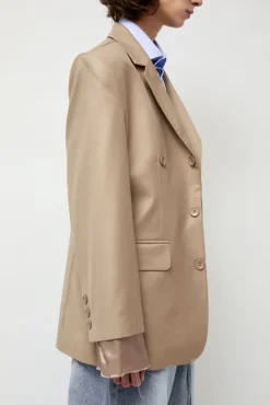 No.6 Store Virgin Wool Single Breasted Blazer in Beige