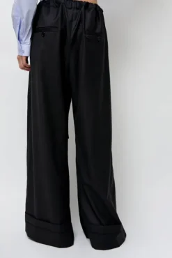 No.6 Store Virgin Wool Tailored Shared Pants in Black