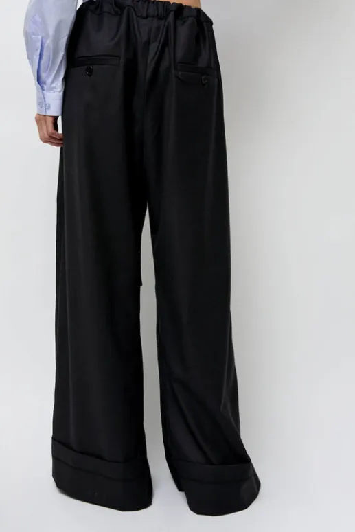 No.6 Store Virgin Wool Tailored Shared Pants in Black