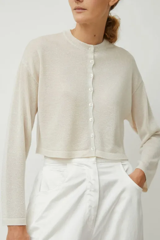 No.6 Store Viscose Shimmery Cardigan in White