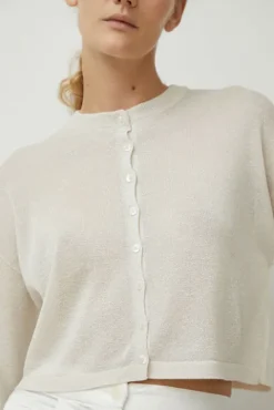 No.6 Store Viscose Shimmery Cardigan in White