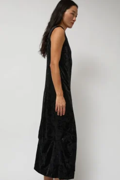 No.6 Store Washed Velvet Long Dress in Black