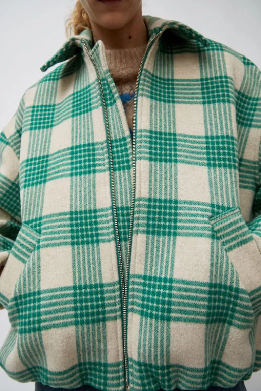 No.6 Store Wicke Bomber in Beige and Green