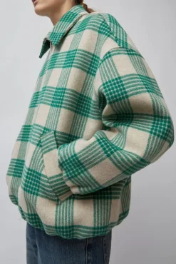 No.6 Store Wicke Bomber in Beige and Green
