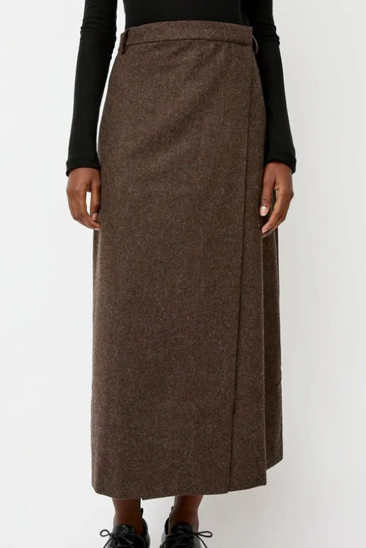 No.6 Store Wool Blend Maxi Wrap Skirt in Brown