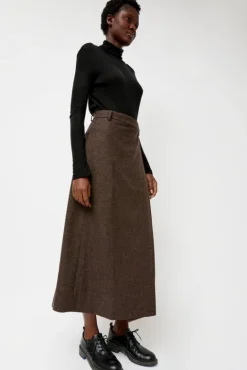 No.6 Store Wool Blend Maxi Wrap Skirt in Brown