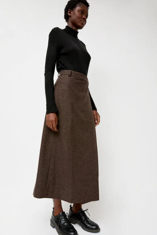No.6 Store Wool Blend Maxi Wrap Skirt in Brown
