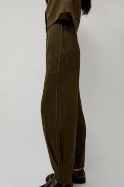 No.6 Store Wool Linen Canvas Trousers in Green