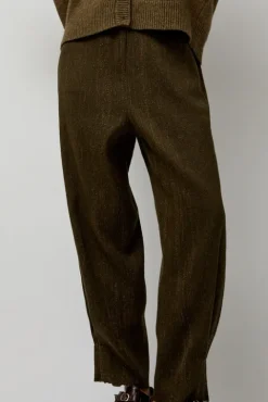 No.6 Store Wool Linen Canvas Trousers in Green