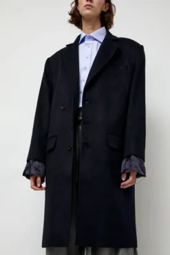 No.6 Store Wool Single Breasted Coat in Navy