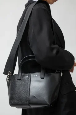 No.6 Store XS Pratique Bigout Bag in Black PVC and Black Leather