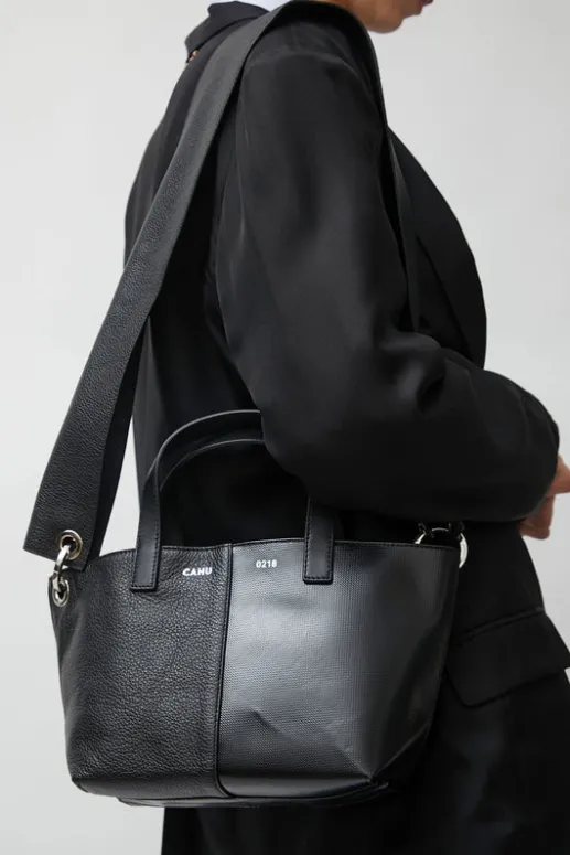No.6 Store XS Pratique Bigout Bag in Black PVC and Black Leather