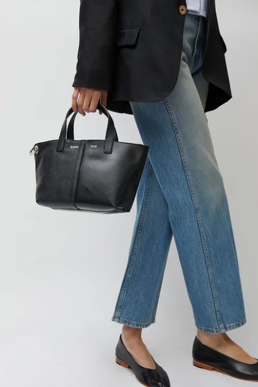 No.6 Store XS Pratique Bigout Bag in Black PVC and Black Leather